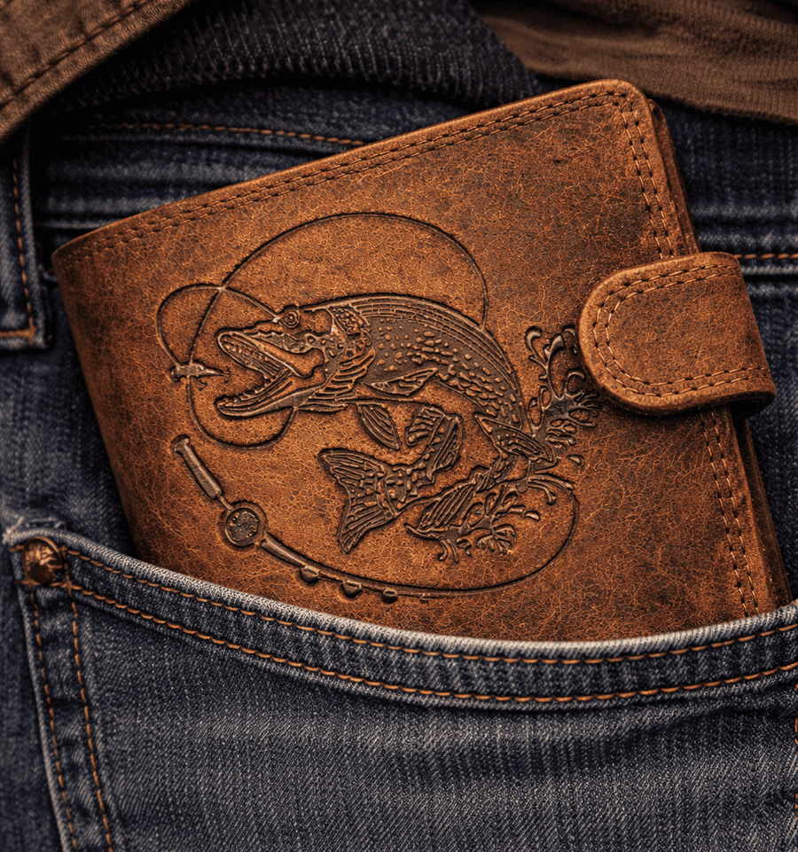 peňaženka so zapínaním mot. Šťuka mk_1